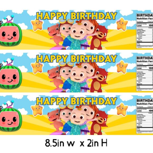Birthday Water Bottle Labels, 8.5x2 inches, Happy Birthday Theme with Nutrition - Picture 5 of 5